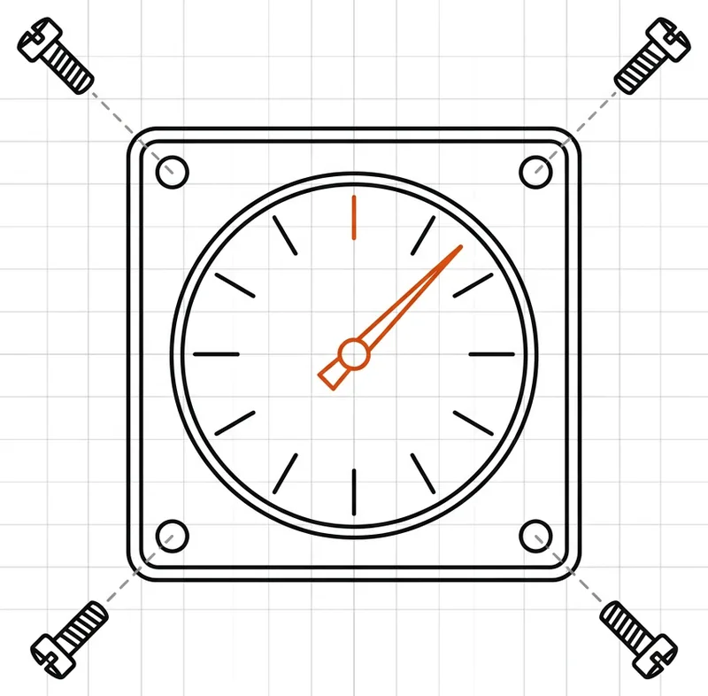 Schematic interval dial component with tick marks, one active tick highlighted in ember orange