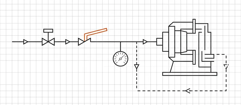 Schematic of a fuel line feeding a loop machine through a metering valve and a hard cutoff switch