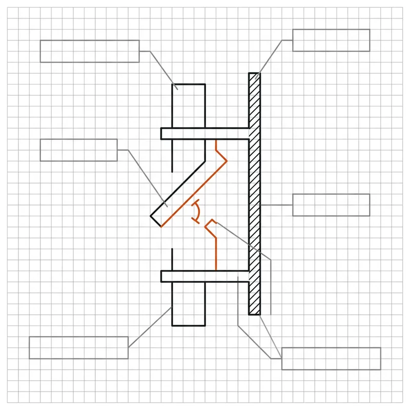 Single circuit breaker component in open position, the gap and arc symbol accented in ember orange